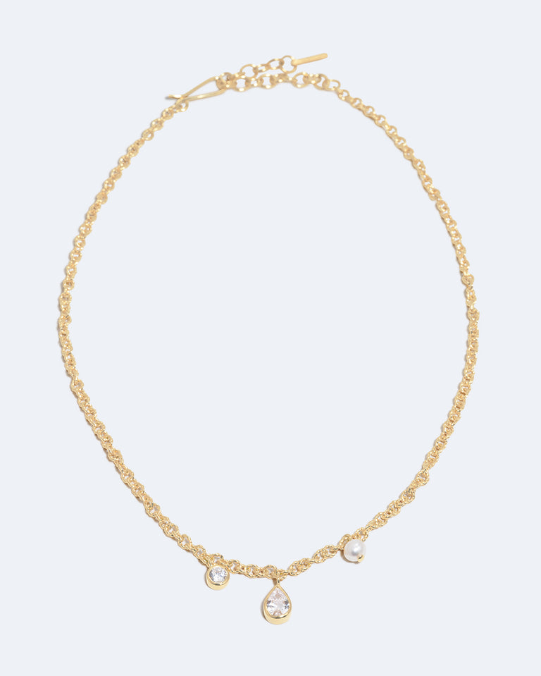 Z76 - Collier en Vermeil Or Recyclé avec Perles et Zircons