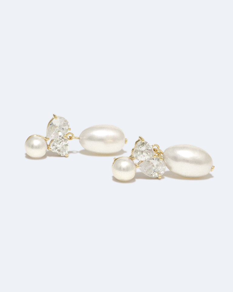 Infinity's Reversal - Pearl and Zirconia Recycled Gold Vermeil Earrings