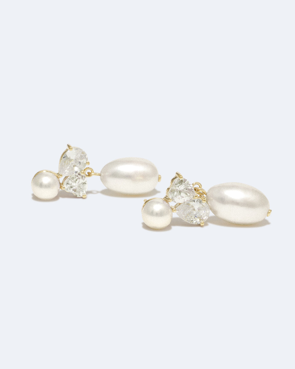 Infinity's Reversal - Pearl and Zirconia Recycled Gold Vermeil Earrings