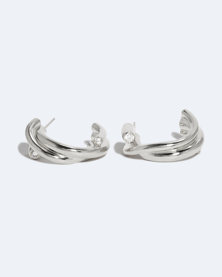 R2201 - Boucles d'oreilles en oxyde de zirconium et argent recyclé