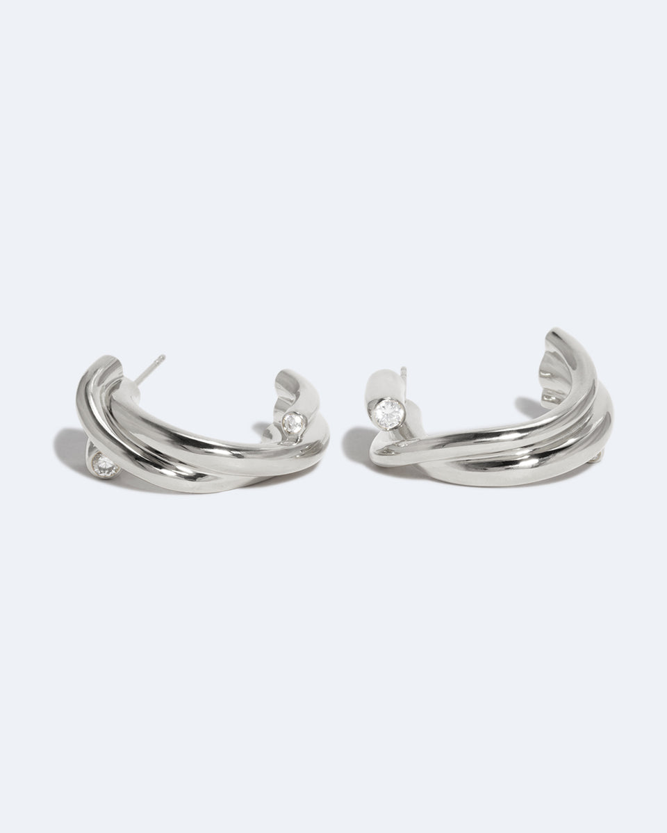 R2201 - Boucles d'oreilles en oxyde de zirconium et argent recyclé