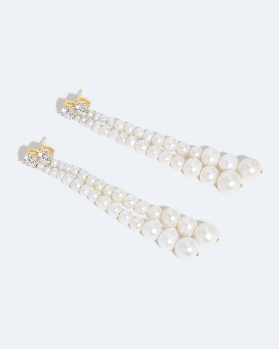 Clous d'oreilles en Vermeil Or Recyclé Perle et Zircone - Plinthes Murmurantes