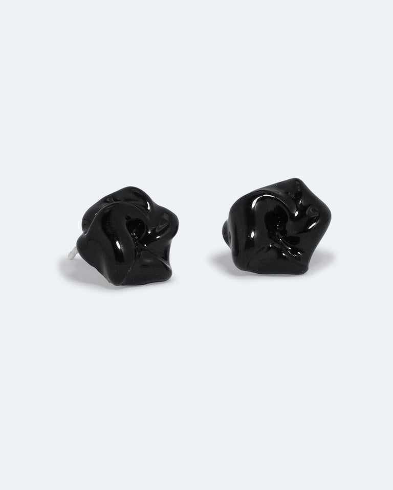 Les profondeurs du temps - Boucles d'oreilles en émail noir et argent recyclé