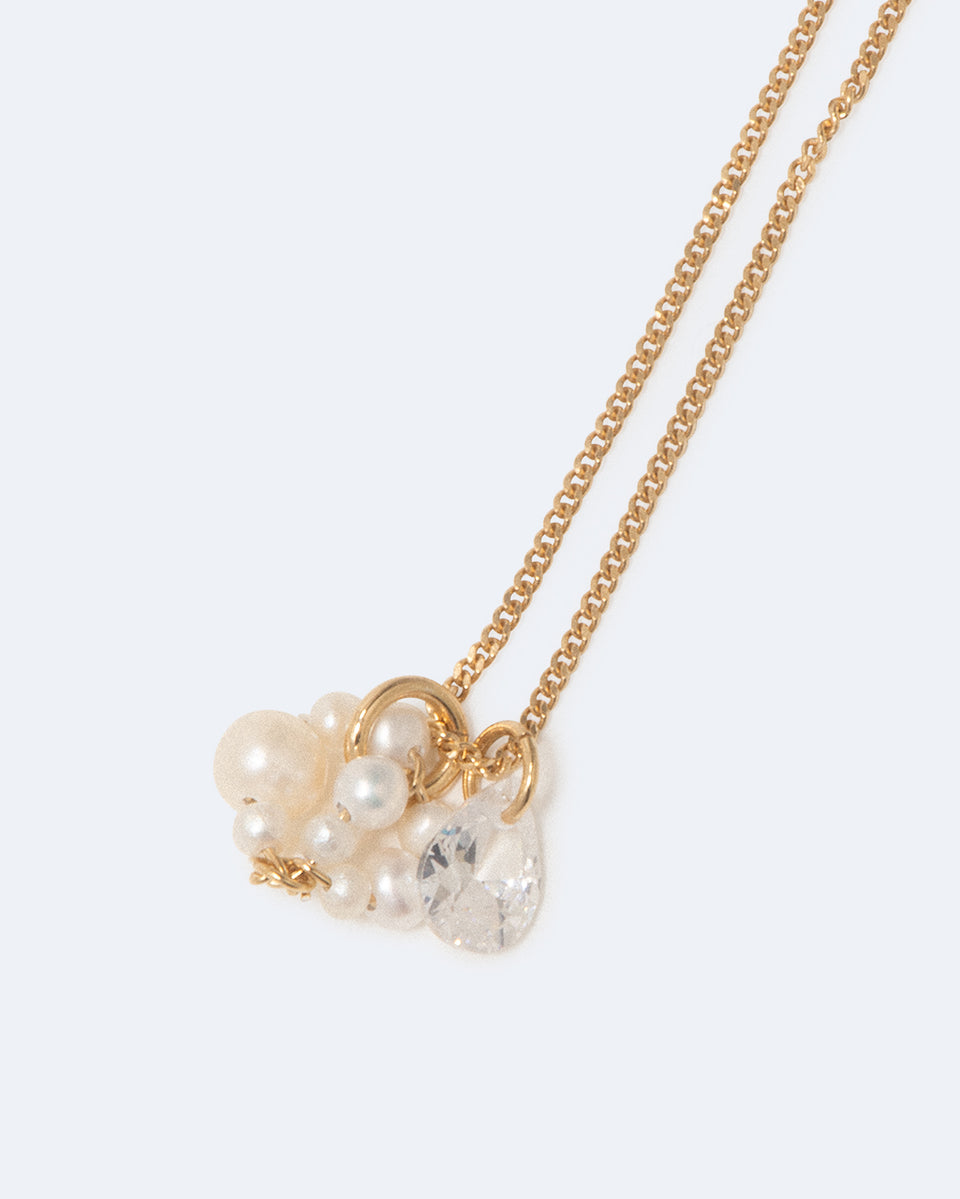 The Weight of Magical Thinking - Pearl and Zirconia Recycled Gold Vermeil Pendant
