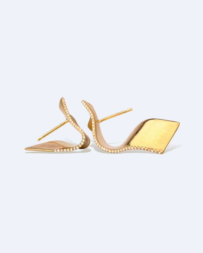 Souvenirs d'eau - Boucles d'oreilles en or jaune 18 carats et diamants
