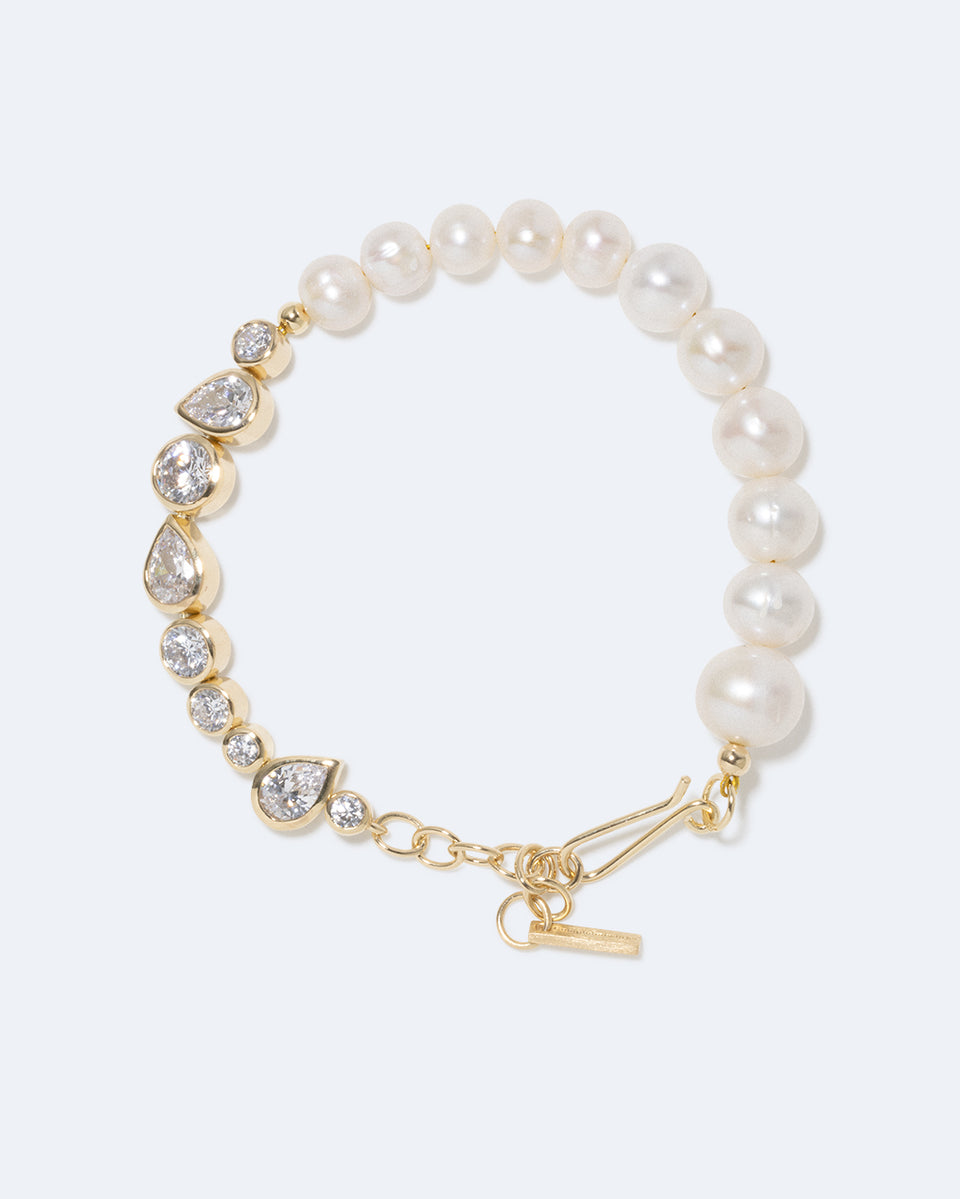 Glitch - Pearl and Zirconia Gold Vermeil Bracelet