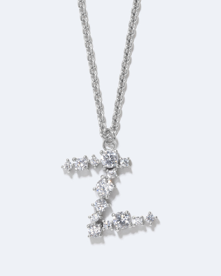 Glitchy Z - Pendentif en Zircon cubique et Plaqué rhodium