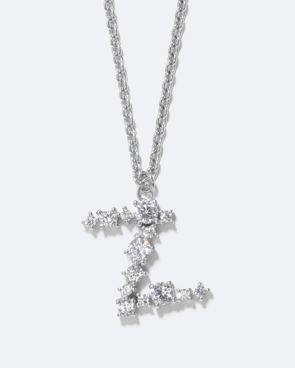 Glitchy Z - Pendentif en Zircon cubique et Plaqué rhodium