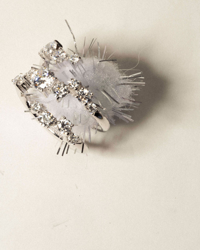 Le temps est en couches dans la glace - Bague en Zircon et Argent Recyclé