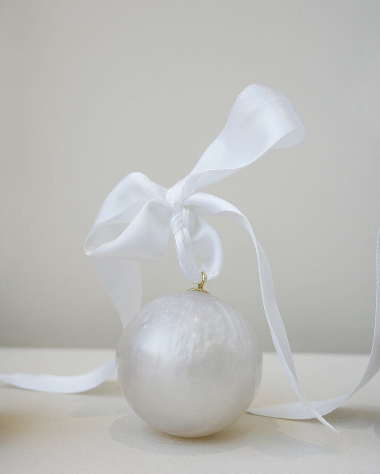 Husband Number Six? Tree Ornaments -  Set of 3 Bio Resin Baubles in Pearlescent White/Pink