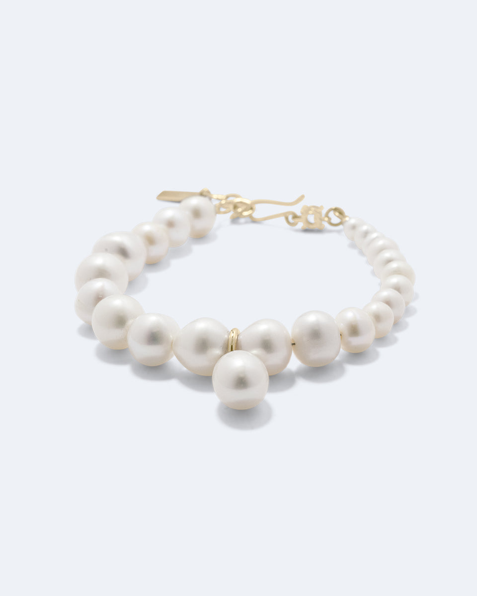 P196 - Bracelet en vermeil recyclé or, perles et zircons