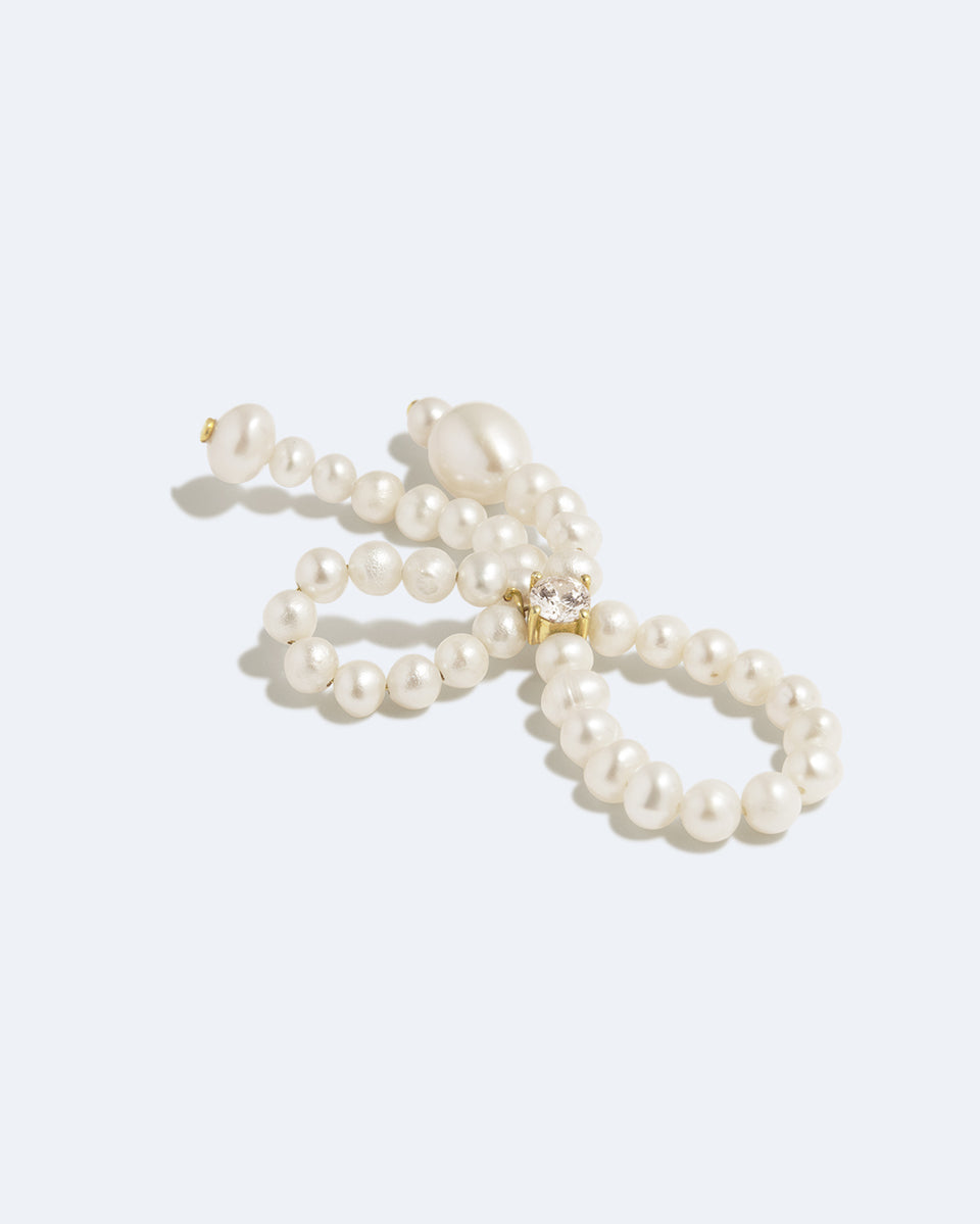 The Tender Grip - Pearl and Zirconia Recycled Gold Vermeil Ring