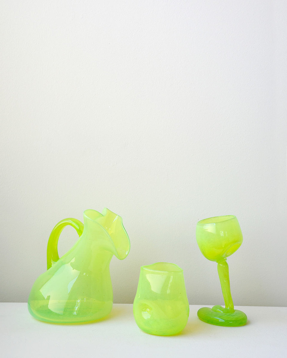 Thaw - Recycled Wine Glass in Acid Green