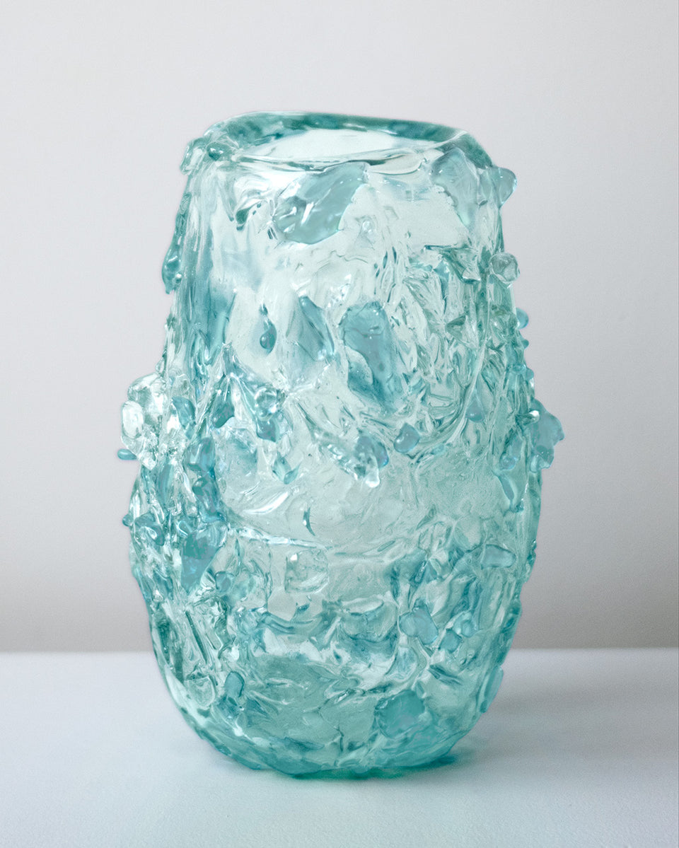 The Light Spreads Slowly - Recycled Glass Large Vase in Clear