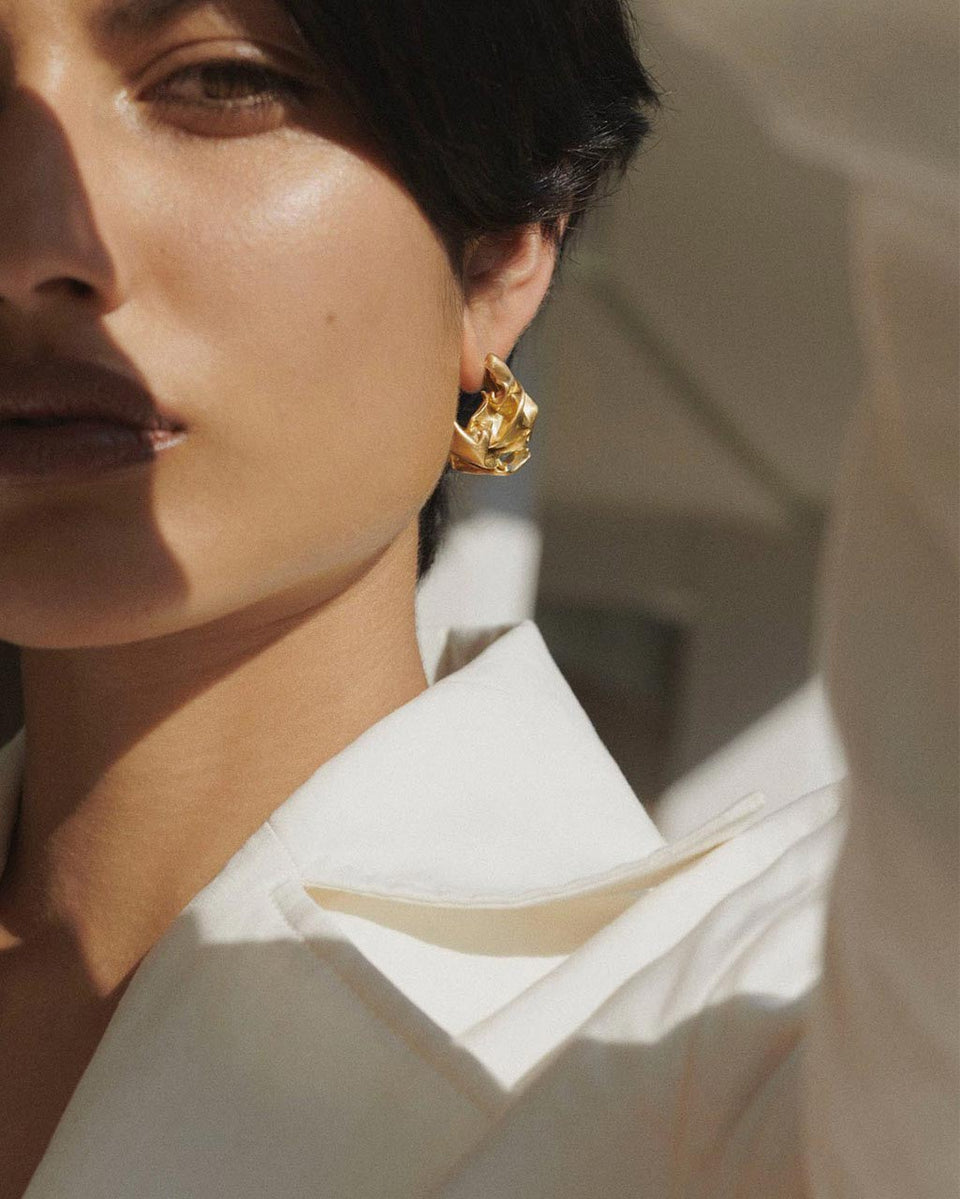 Crunched: A Tale of Abandoned Legal Strategies - Gold Vermeil Earrings