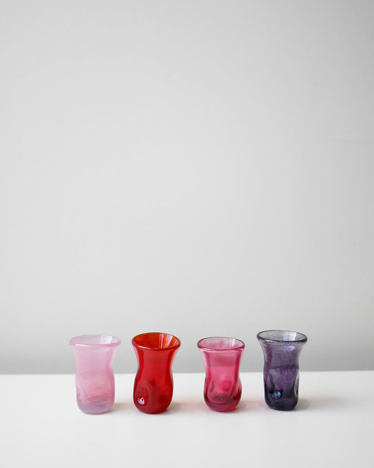 "Notsobig" Thaw - Set of 4 Recycled Tiny Glasses in Magenta/Pink/Purple/Red