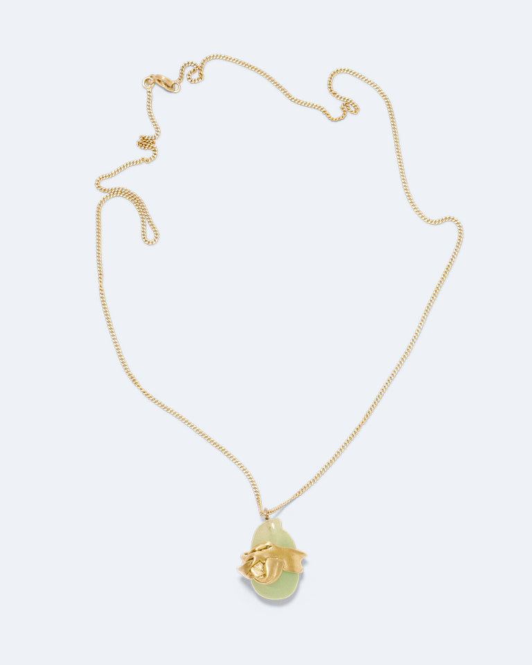 Enveloppé – Pendentif en biorésine de jade et vermeil