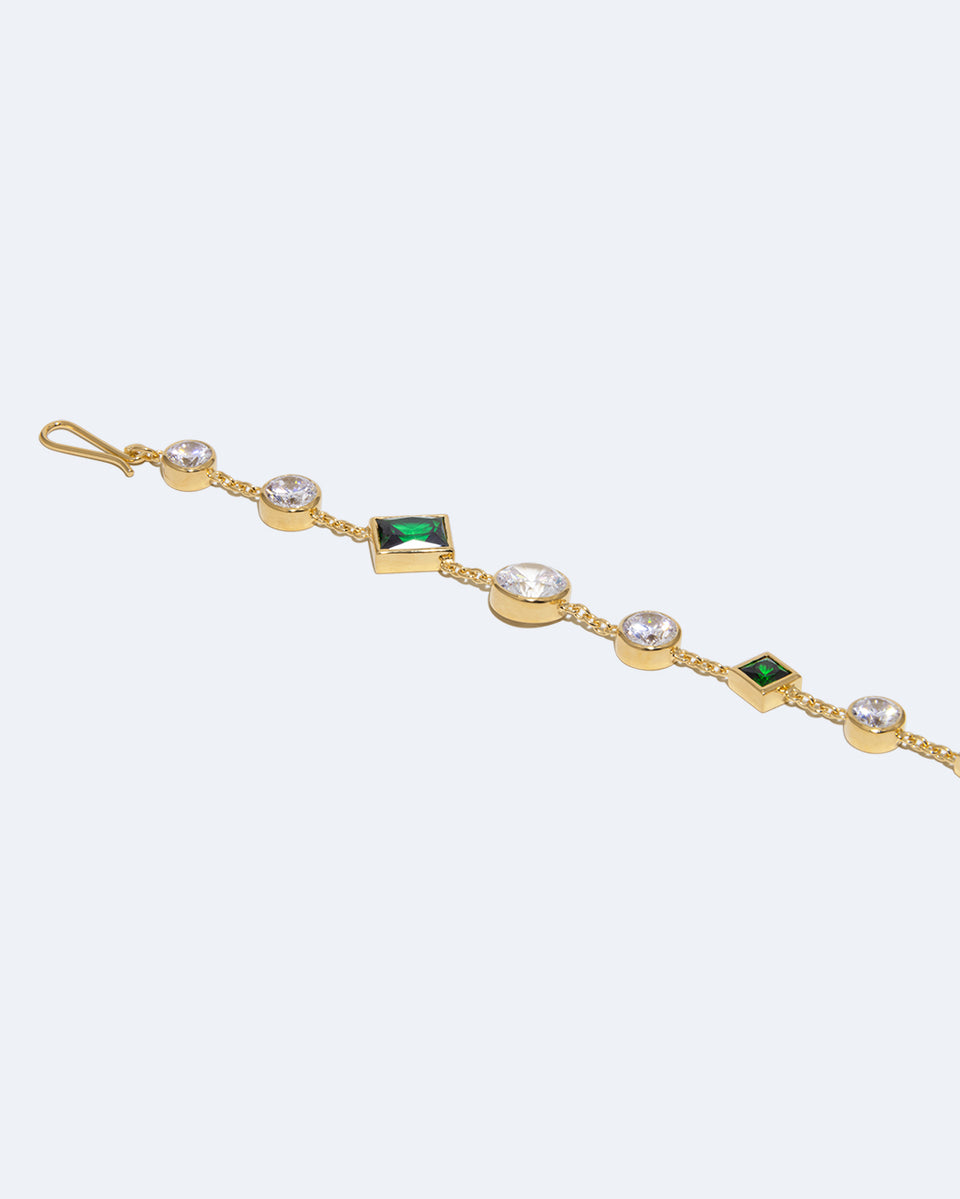 The Mysterious Connection - Emerald Zirconia and Recycled Gold Vermeil Bracelet