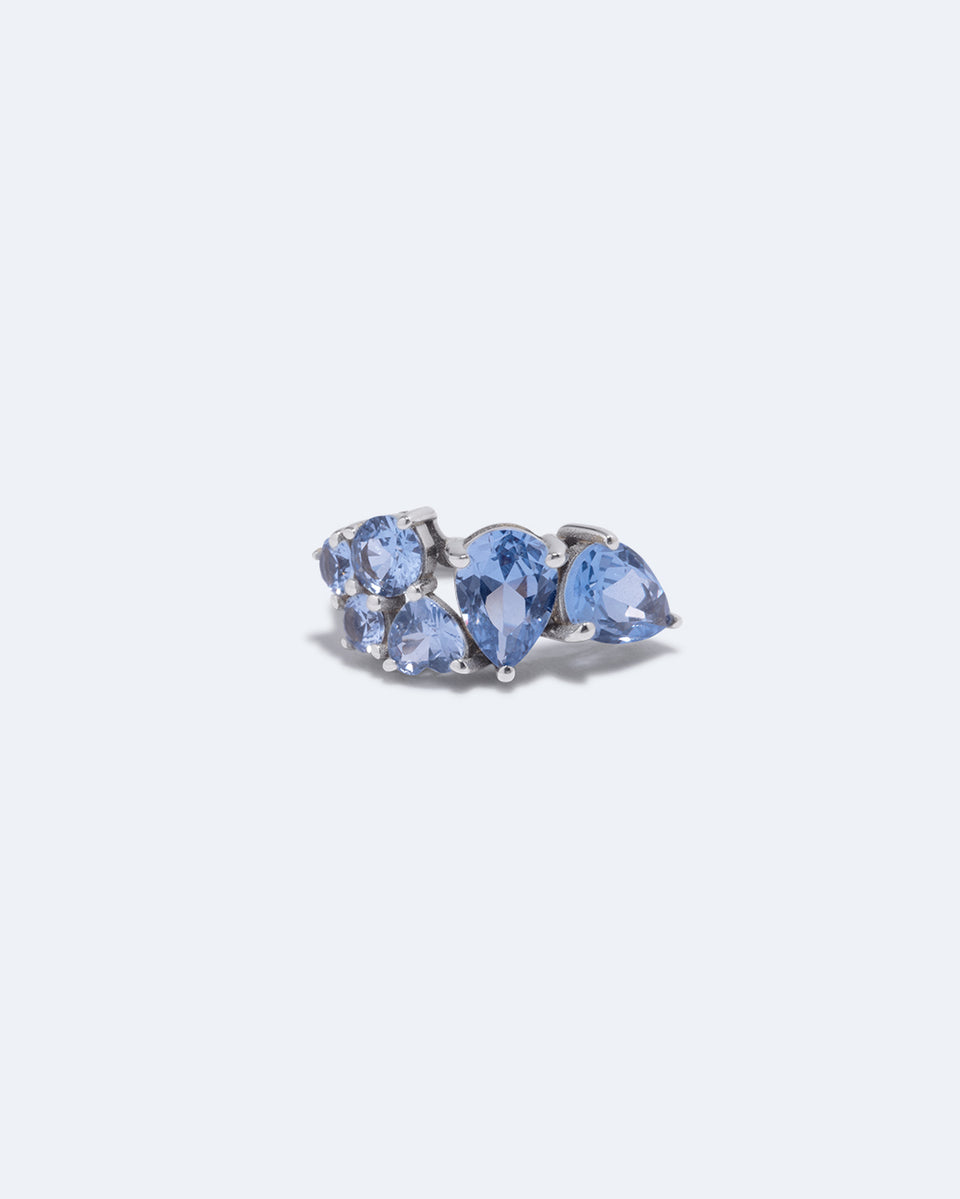 Bolt from the Blue - Synthetic Blue Spinel and Recycled Silver Ear Cuff