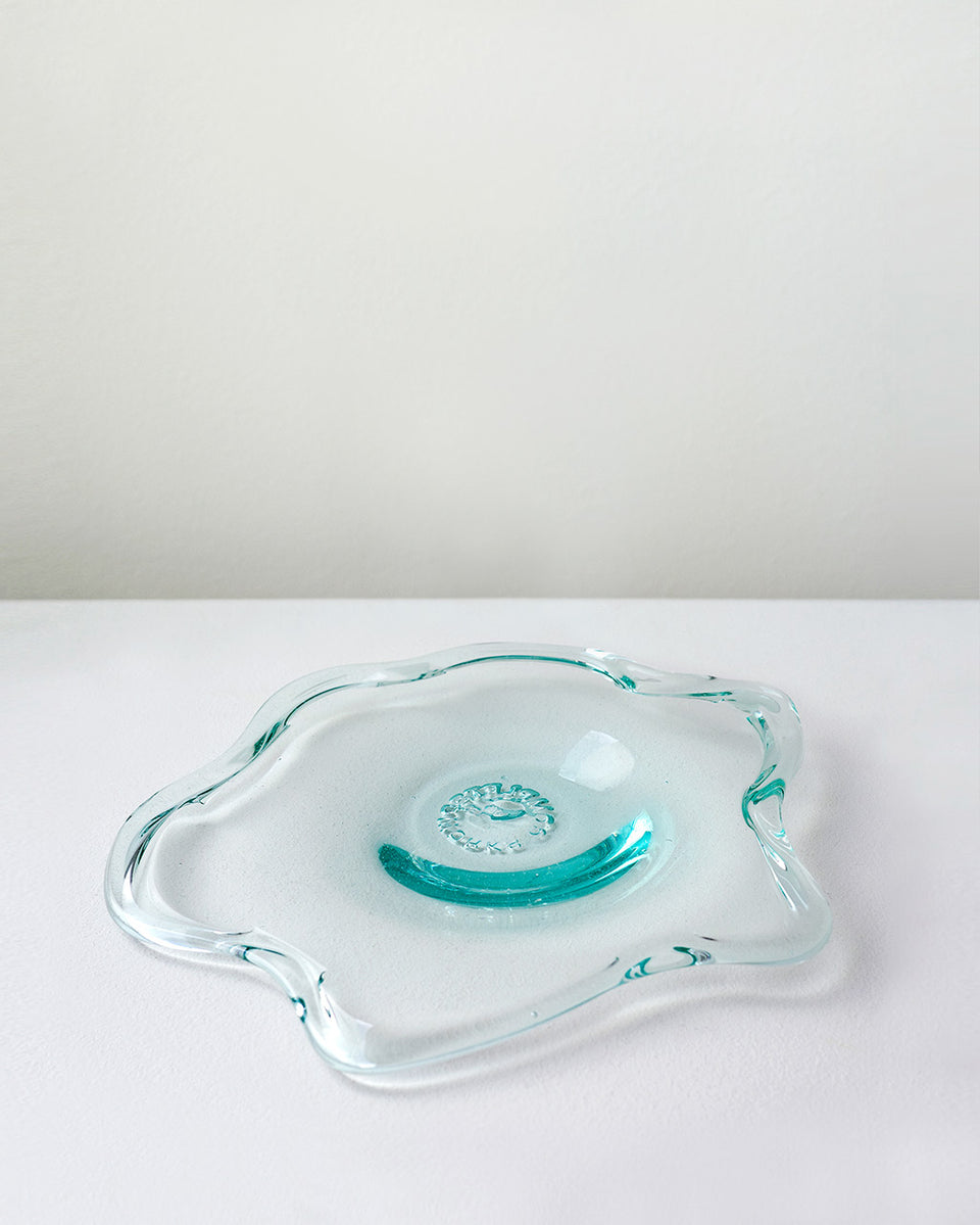 Pond - Medium Recycled Glass Dinner Plate in Clear