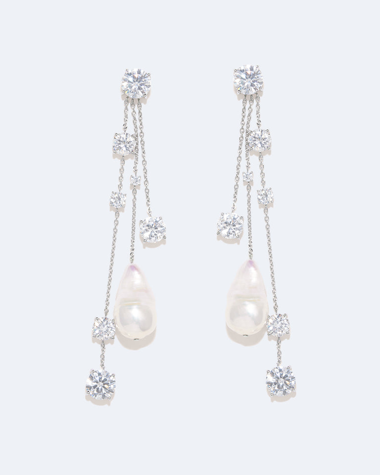Bonafide Madness - Pearl and Zirconia Recycled Silver Earrings