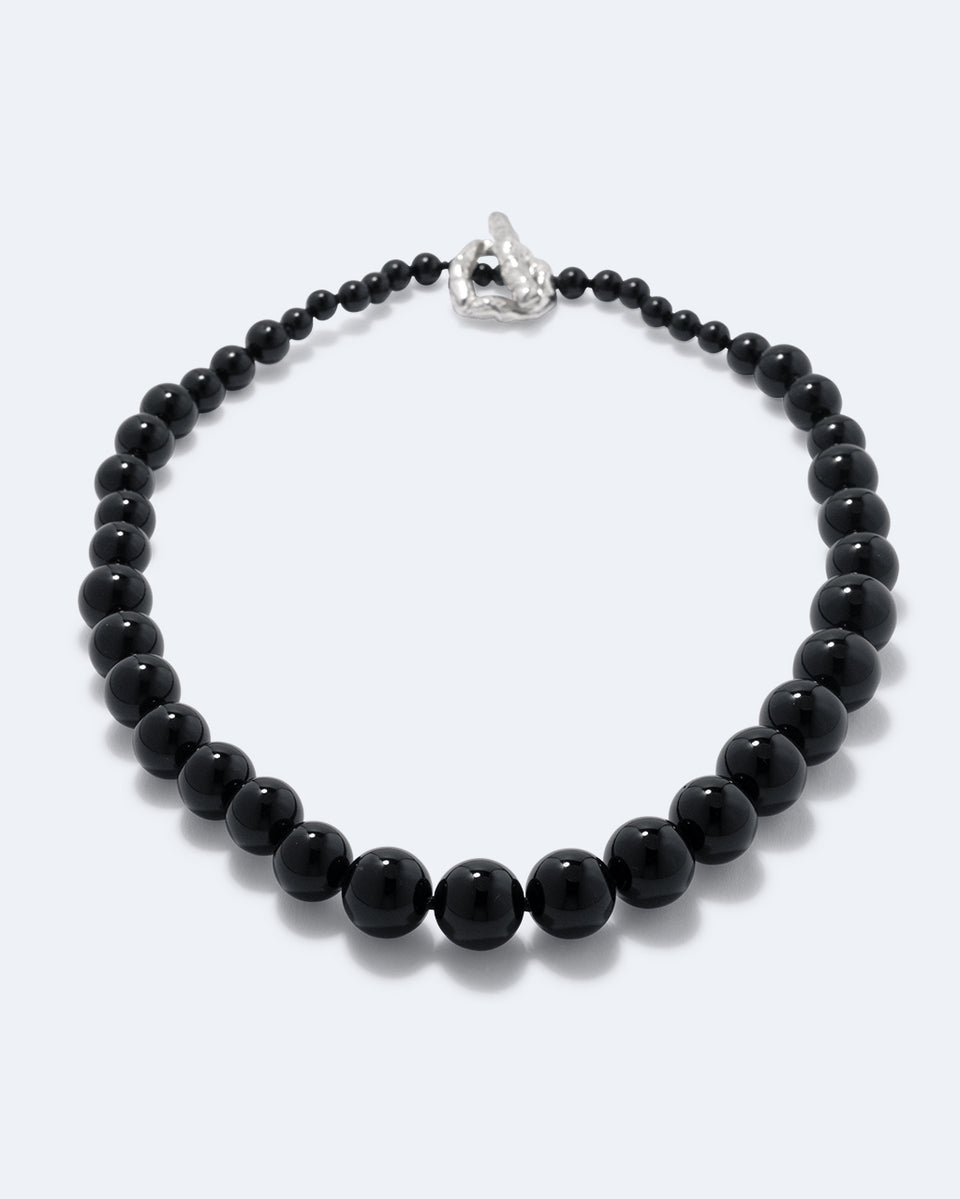 Knee‐Deep In A Bog in North Yorkshire - Black Onyx and Recycled Silver Necklace