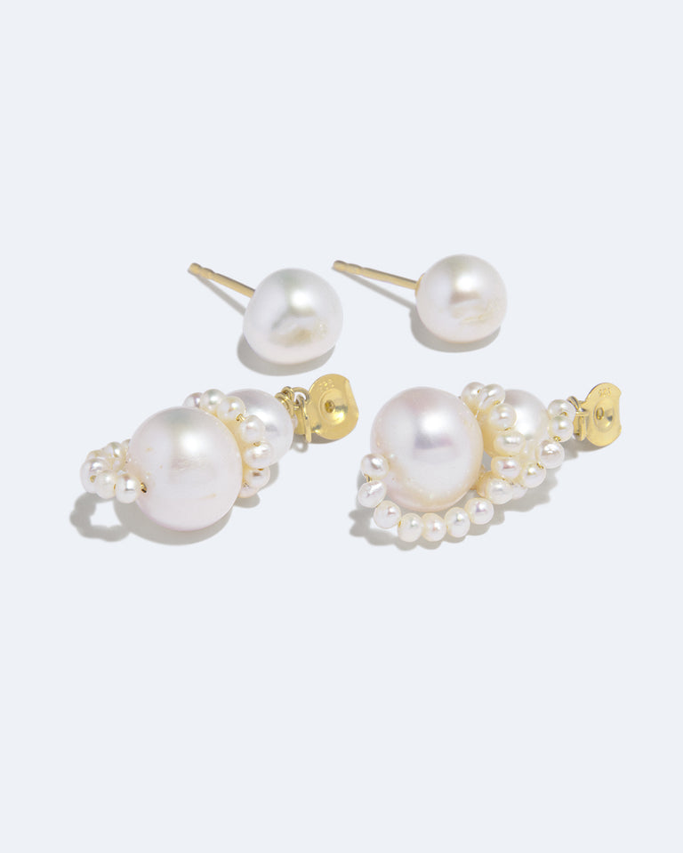 Our Last Night in Dover - Pearl and Recycled Gold Vermeil Earrings