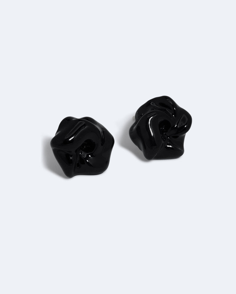 Les profondeurs du temps - Boucles d'oreilles en émail noir et argent recyclé