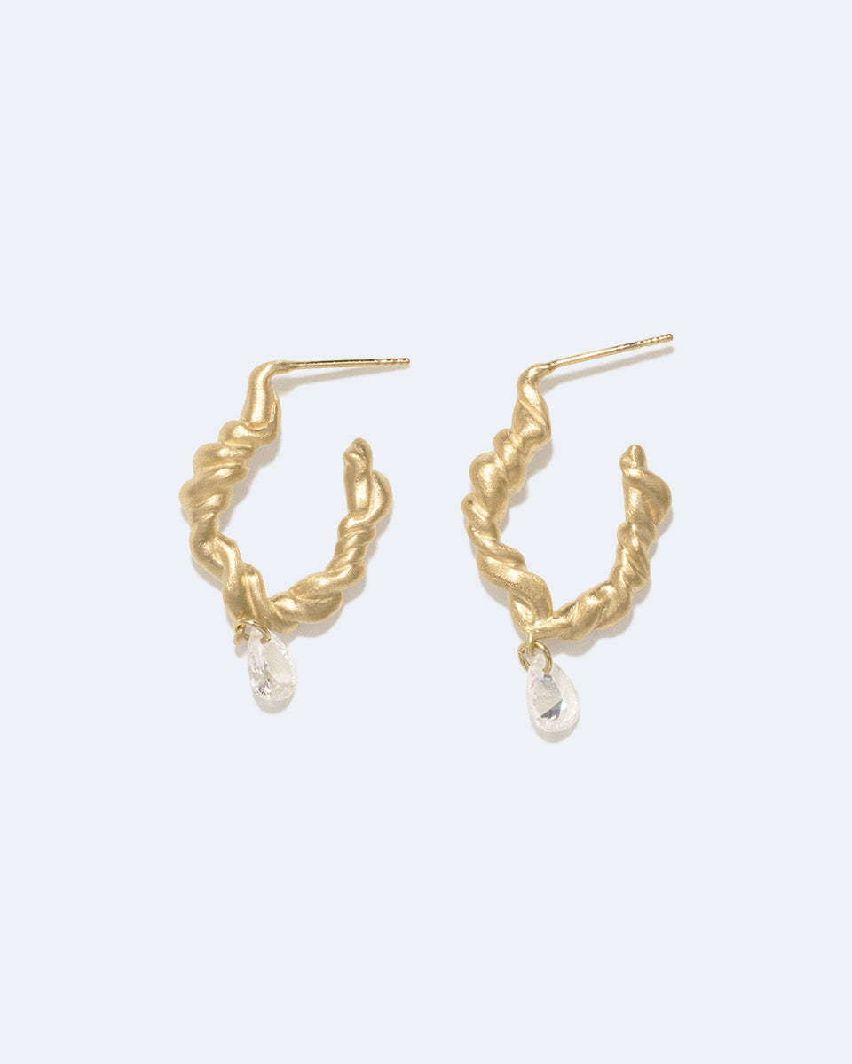 Le temps n'est pas une illusion - Boucles d'oreilles en oxyde de zirconium et vermeil