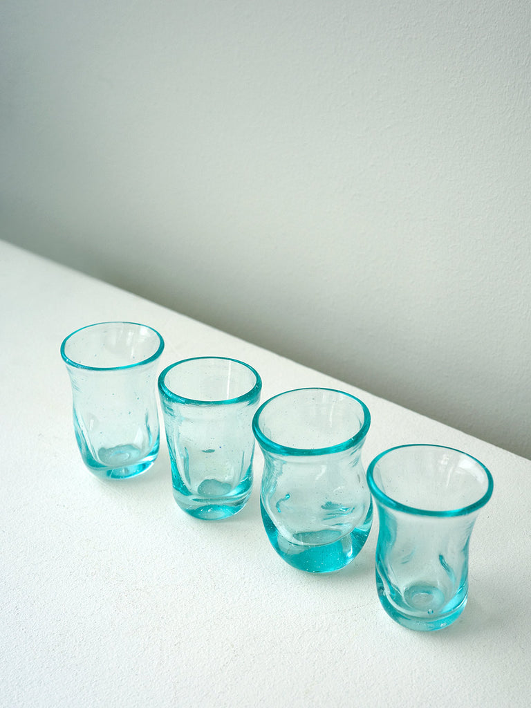 "Notsobig" Thaw - Set of 4 Recycled Tiny Glasses in Clear