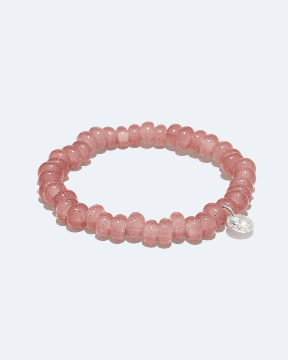 Chutes - Zirconia and Recycled Pink Glass Bead Bracelet