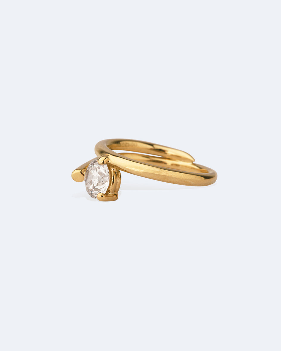 La Fleur Dévoyée - Bague de Fiançailles Solitaire en Or Blanc 18 Carats et Diamant Rond