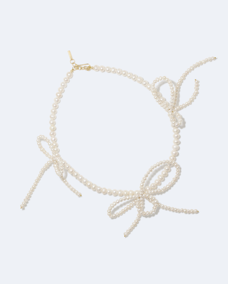 Loop‐the‐Loop - Pearl and Recycled Gold Vermeil Necklace