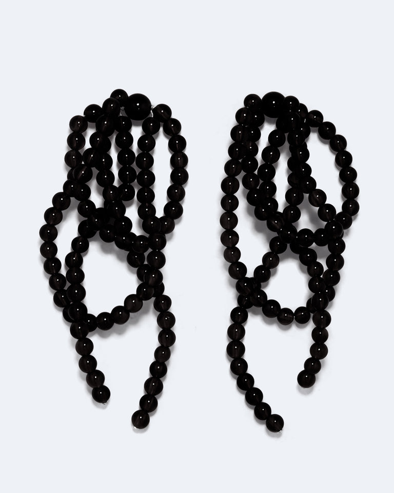 Un nœud inextricable - Boucles d'oreilles en onyx noir et argent recyclé