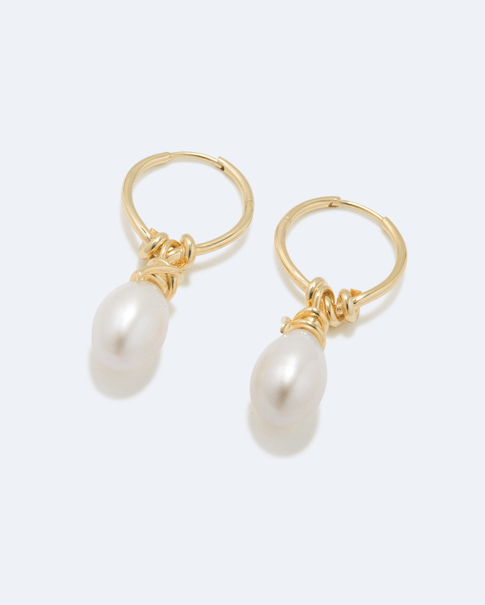 P237 - Boucles d'oreilles perle et vermeil en or recyclé