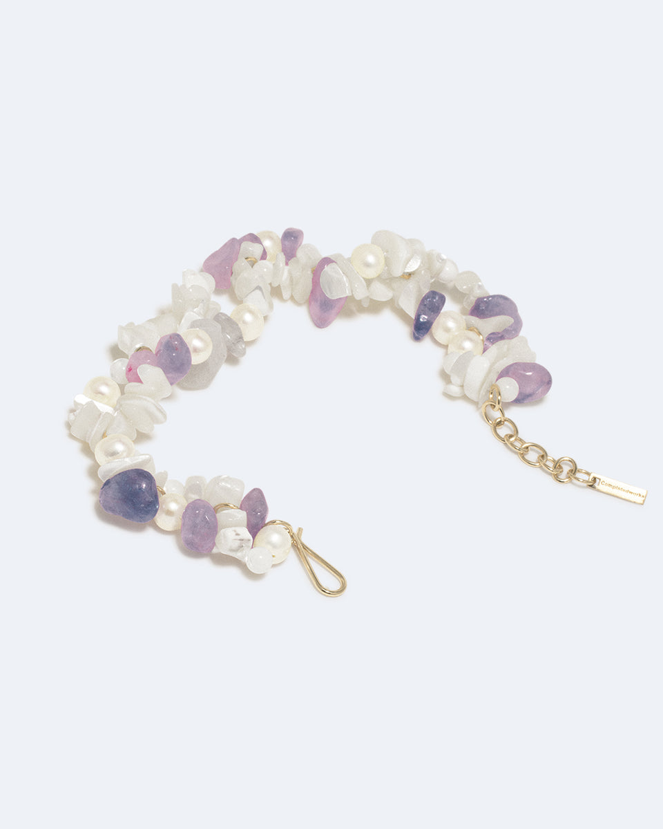 The Shifting Stream - Pearl, Mother of Pearl and Amethyst Bead Gold Vermeil Bracelet