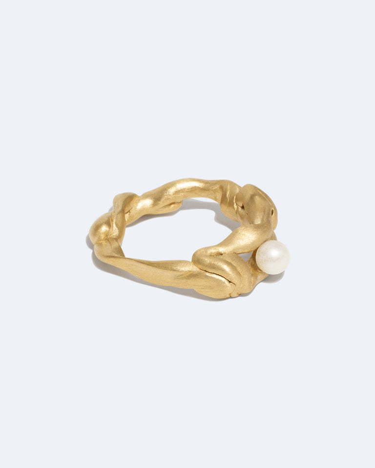 Treacle - Bague en vermeil or, perles et or recyclé