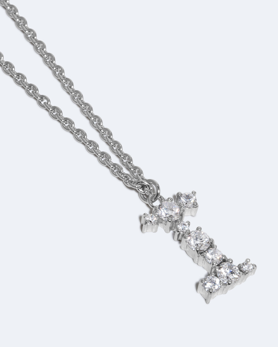 Glitchy I - Cubic Zirconia and Rhodium Plated Pendant
