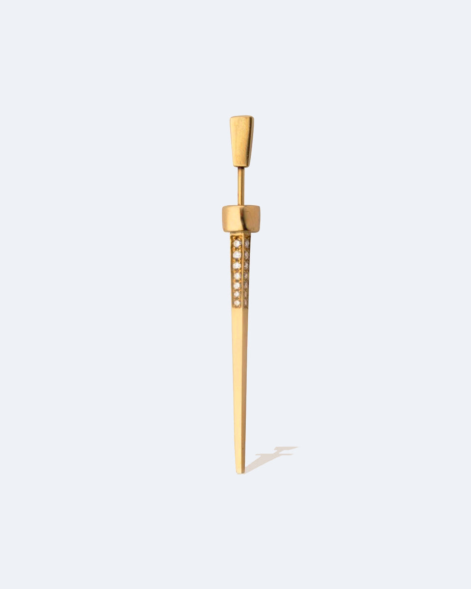 Une dispute avec mon dentiste - Boucle d'oreille solitaire en or jaune et diamants
