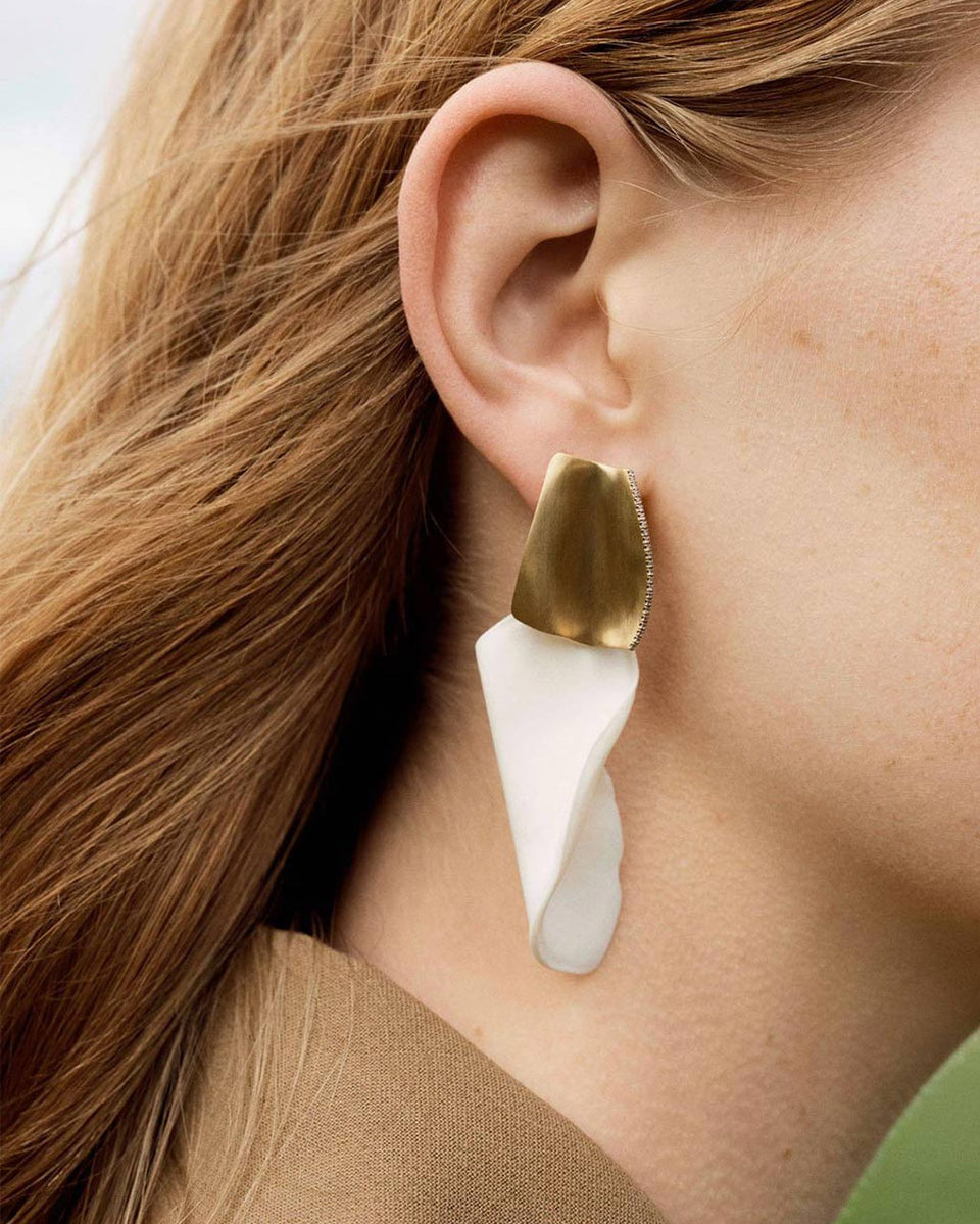 Angry Intellectuals - Ceramic and White Topaz Recycled Gold Vermeil Earrings