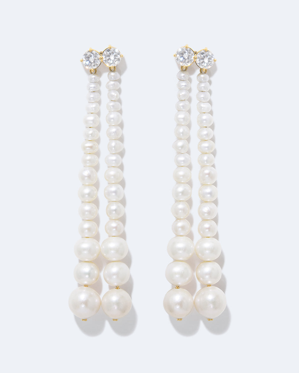 Clous d'oreilles en Vermeil Or Recyclé Perle et Zircone - Plinthes Murmurantes