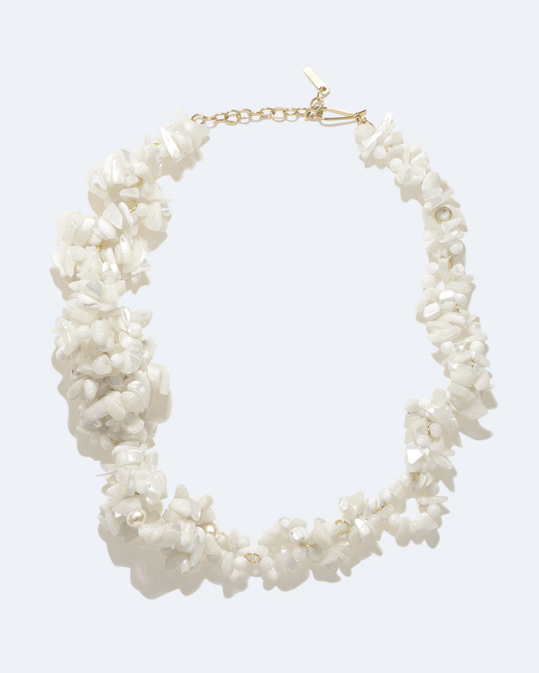 The Shifting Stream - Pearl and Mother of Pearl Bead Gold Vermeil Necklace