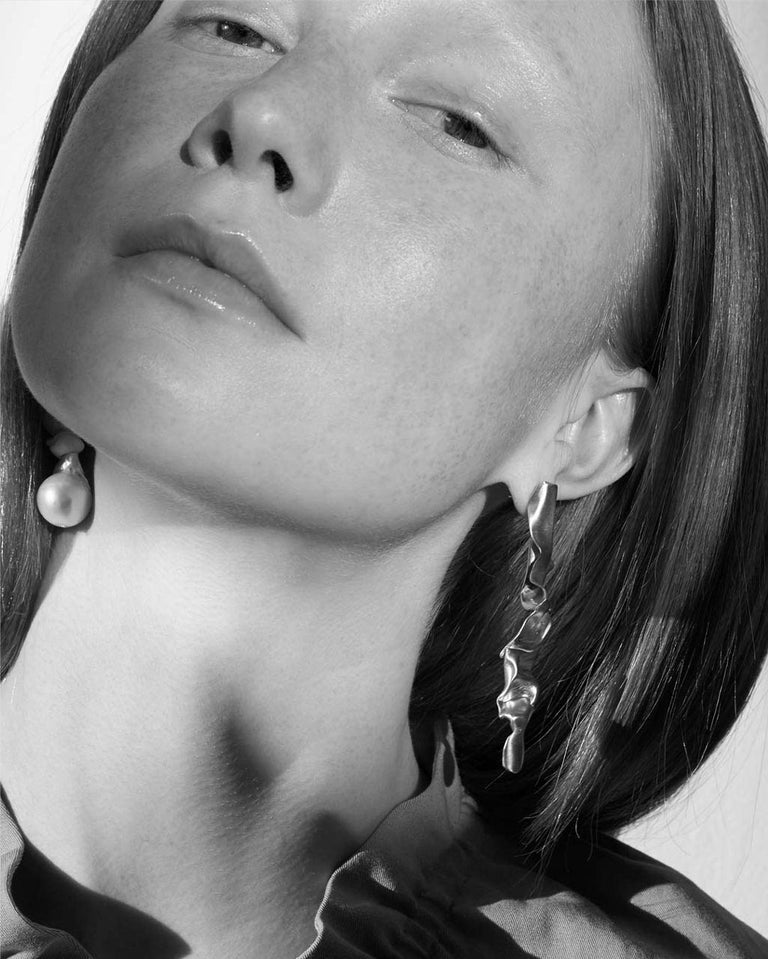 Crumple -  Pearl and Ceramic Recycled Gold Vermeil Earrings