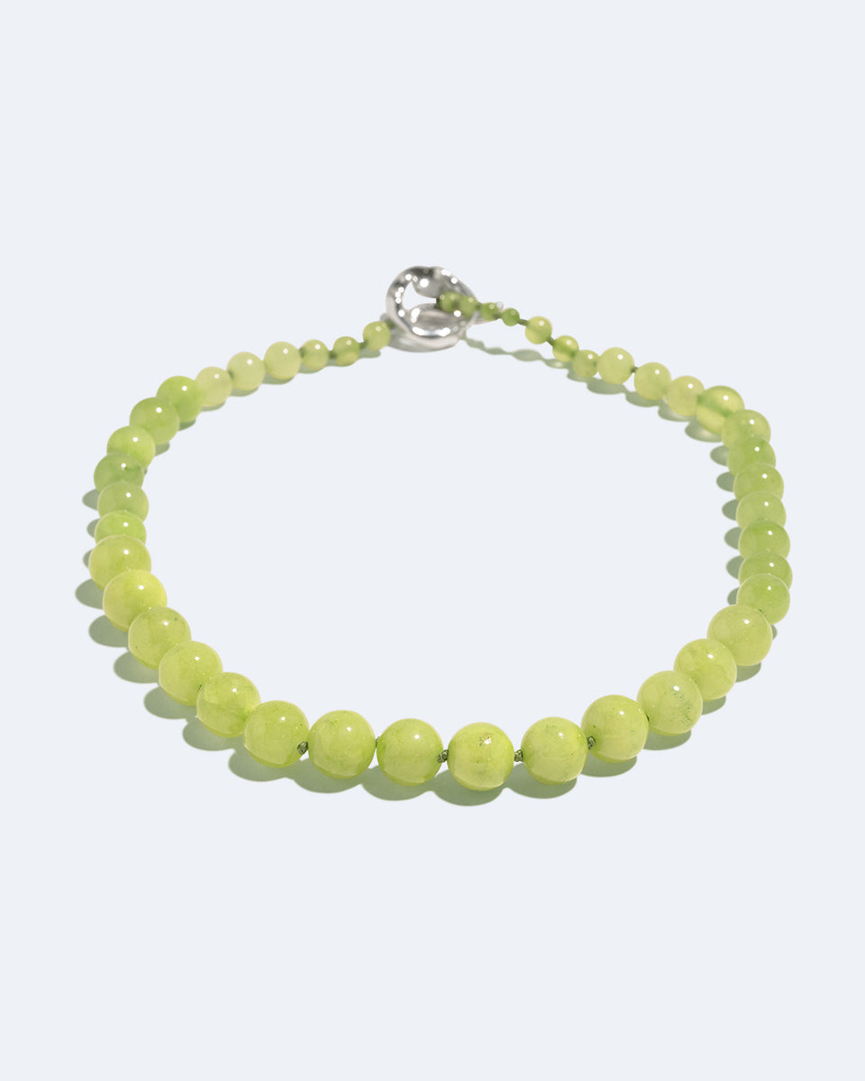 Lime Cordial - Green Calcite and Recycled Silver Necklace
