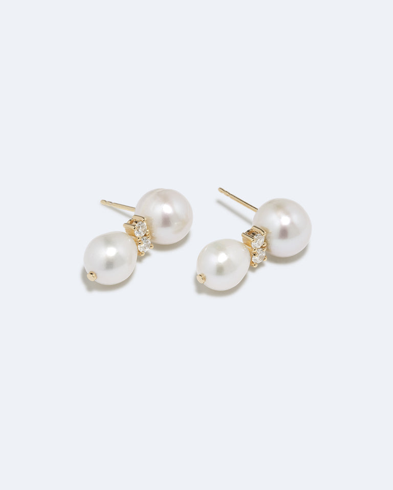 P236 - Boucles d'oreilles en Vermeil Or Recyclé Perle et Zircone