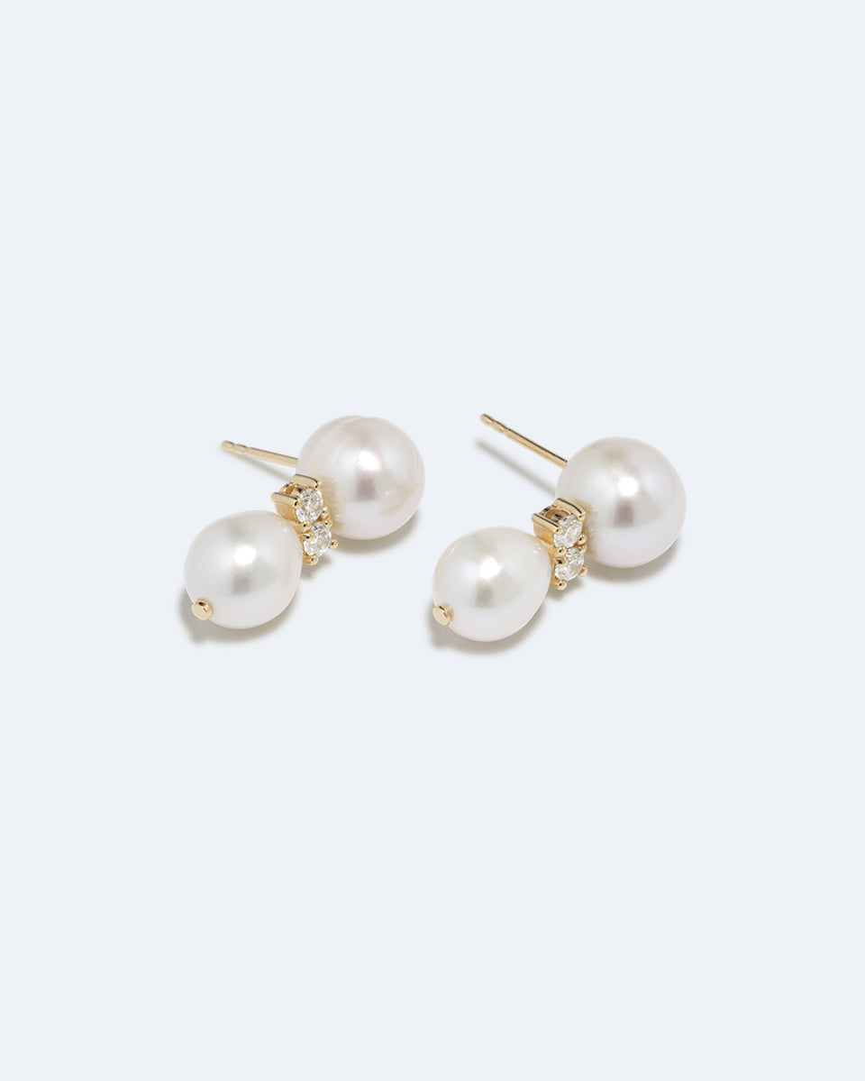 P236 - Boucles d'oreilles en Vermeil Or Recyclé Perle et Zircone