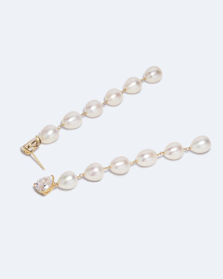 P233 - Boucles d'oreilles en Vermeil Or, Perle et Zircone Recyclés