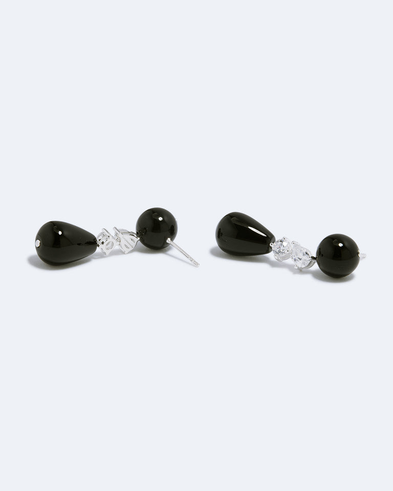 Tarn - Boucles d'oreilles en argent recyclé avec onyx noir et oxydes de zirconium