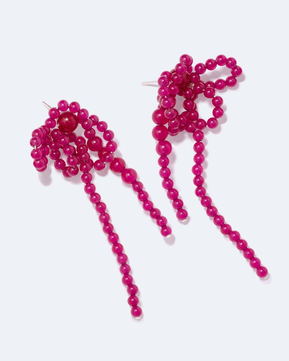 Fils suspendus - Boucles d'oreilles en calcédoine et argent recyclé