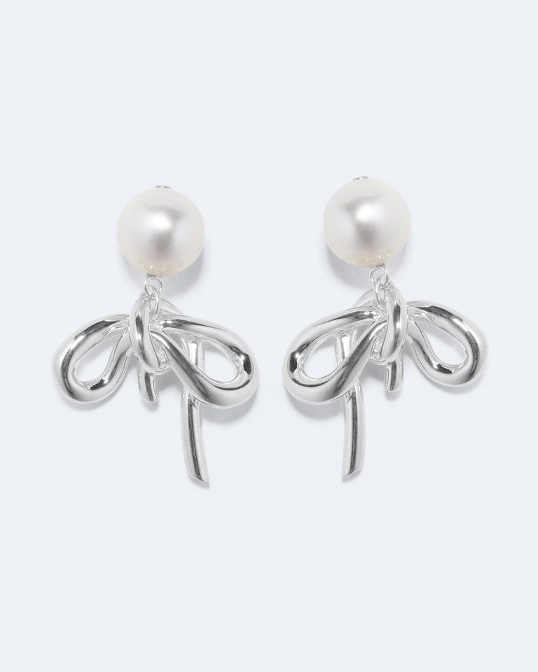 Once in a Blue Moon - Pearl and Recycled Silver Earrings